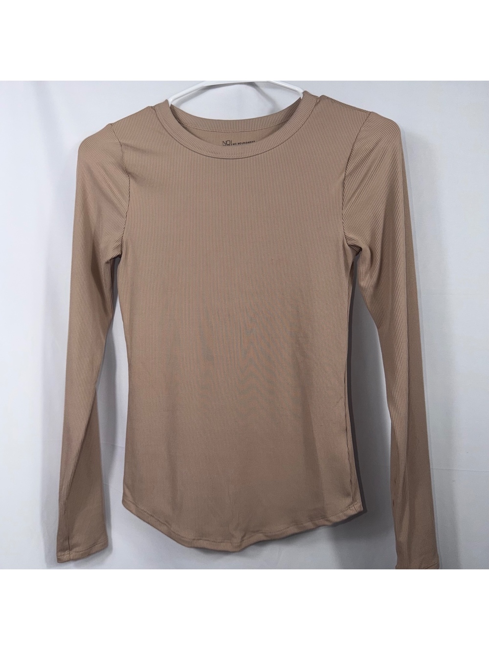 No Boundaries XS Tan Ribbed Long Sleeve Top